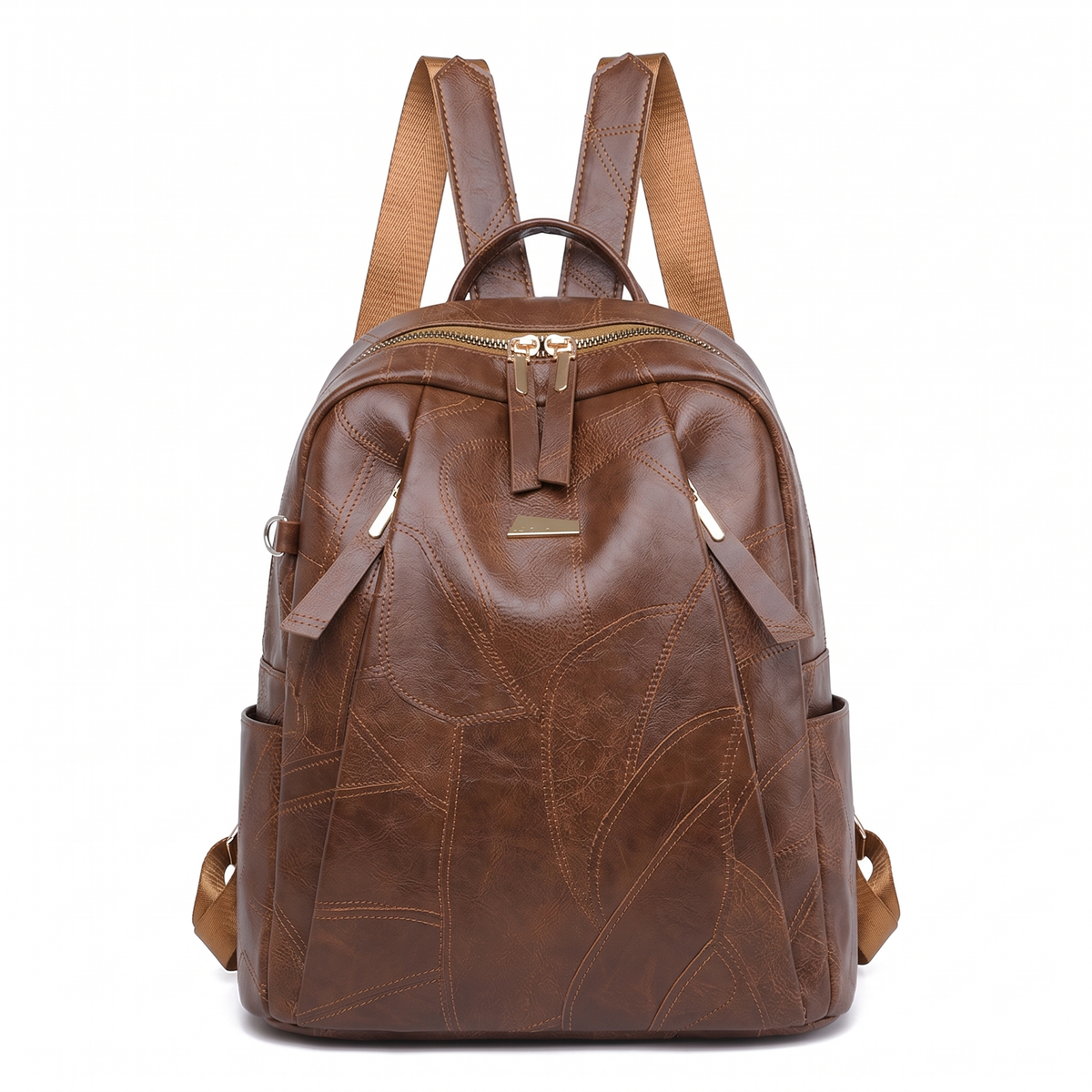 Faux Leather Dome Backpack for Women, Black City Backpack Purse