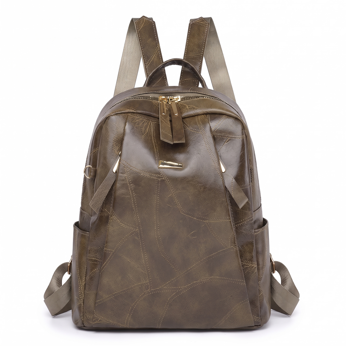 Faux Leather Dome Backpack for Women, Black City Backpack Purse