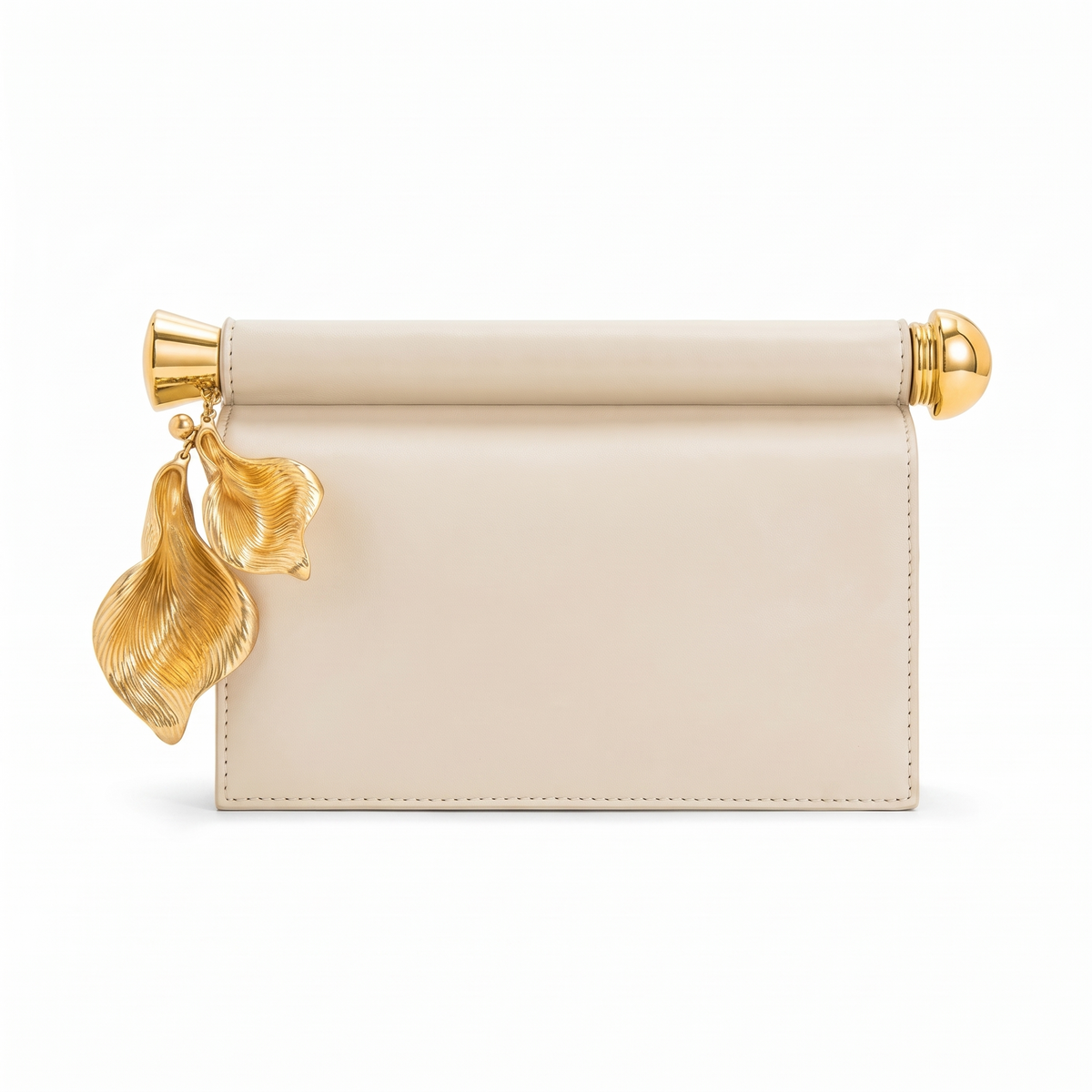 Faux Leather Flap Clutch for Women, Black Gold Petal Charm Evening Bag
