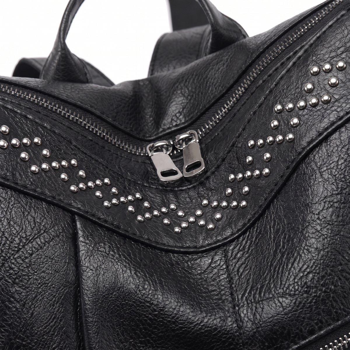 Faux Leather Studded Backpack for Women, Black Everyday Casual Backpack Purse