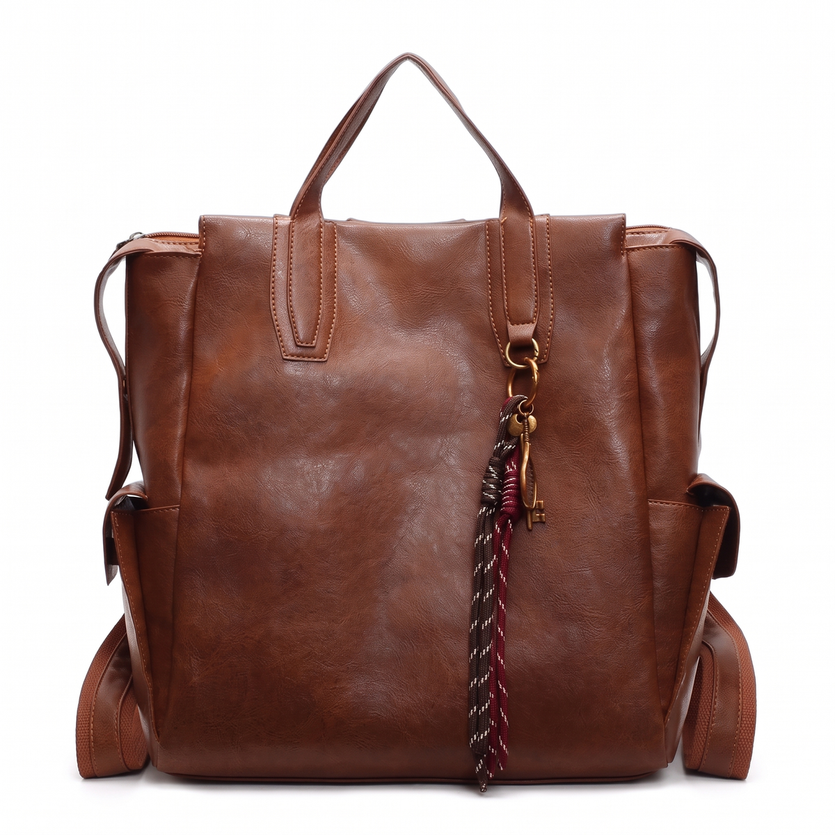 Faux Leather Tote Backpack for Women, Black City Backpack Purse