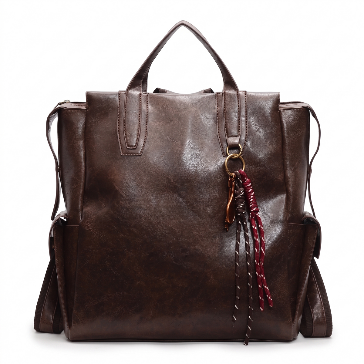 Faux Leather Tote Backpack for Women, Black City Backpack Purse