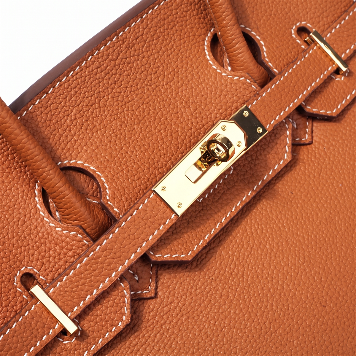 Faux Leather Top Handle Bag for Women, Cognac Brown Structured Handbag
