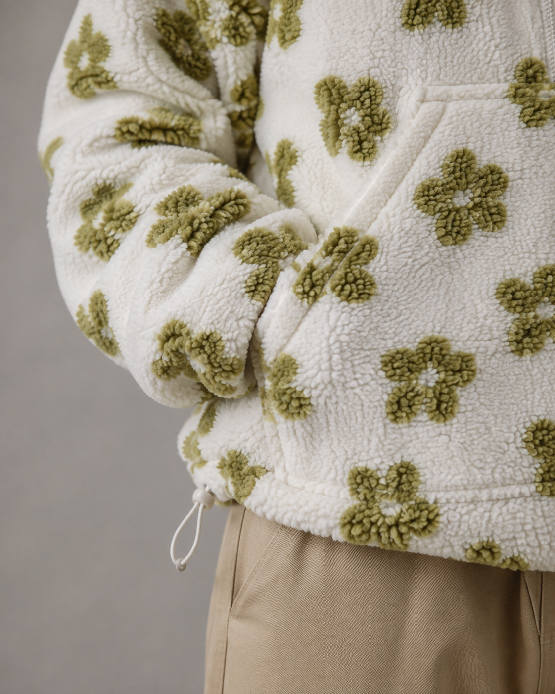 Women's Floral Sherpa Quarter Zip Pullover – Boxy Oversized Fit