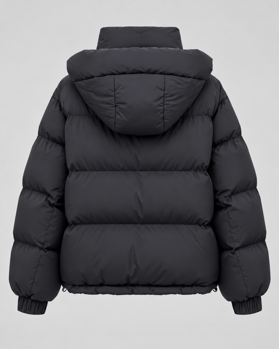 Women's Short Hooded Puffer Jacket – Oversized Fit Funnel Neck