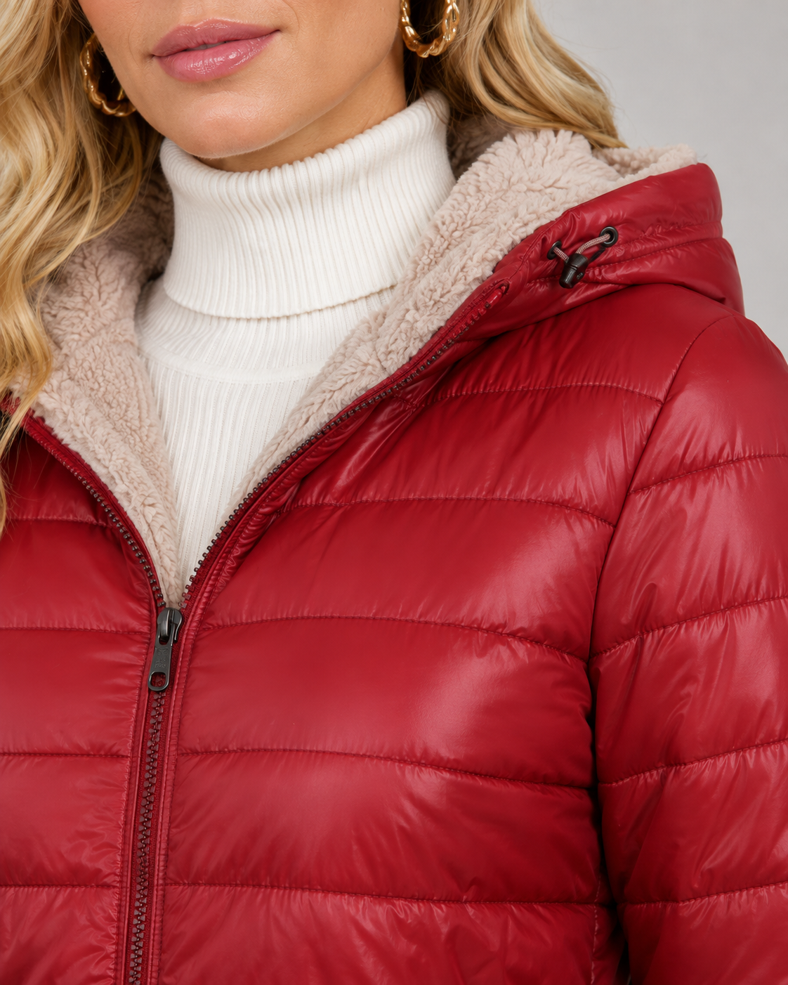 Women's Quilted Hooded Puffer Coat – Plush Lined Mid Thigh Length