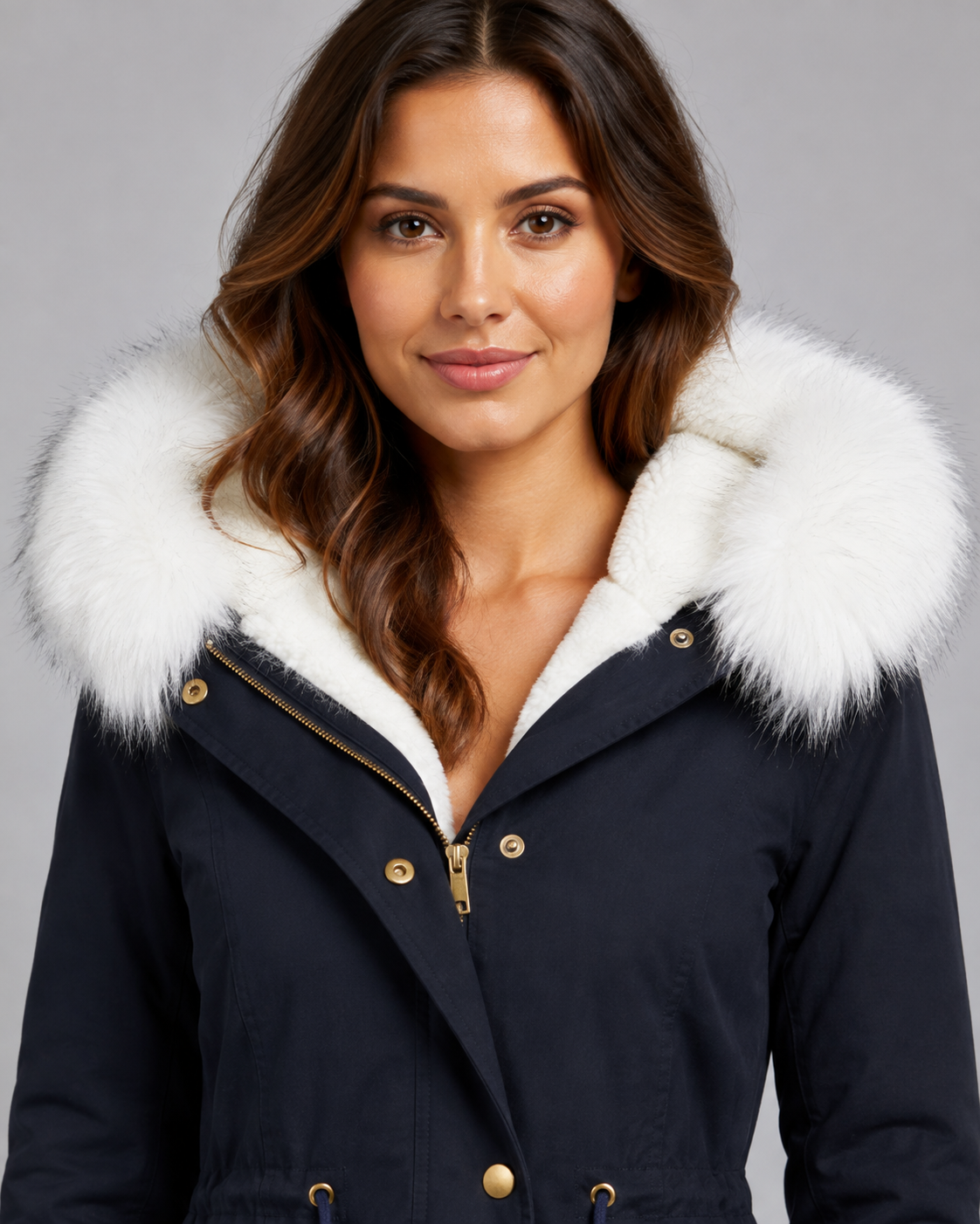 Women's Longline Hooded Parka – Fur Trim and Drawstring Waist