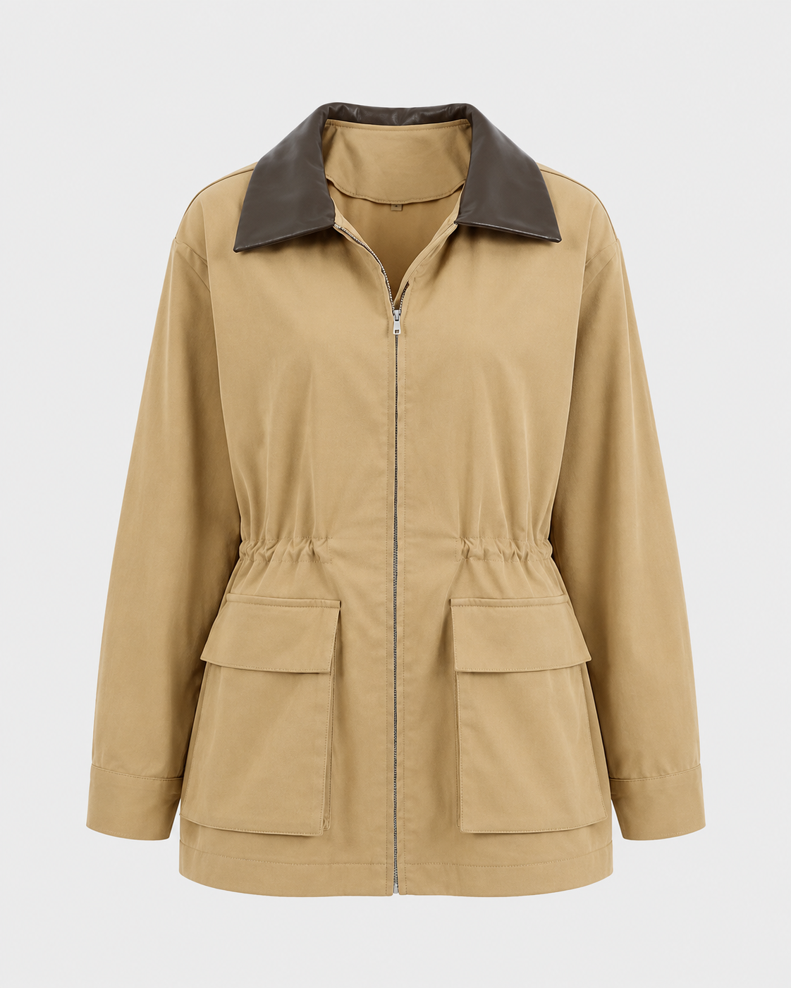 Women's Zip Front Barn Jacket – Contrast Collar
