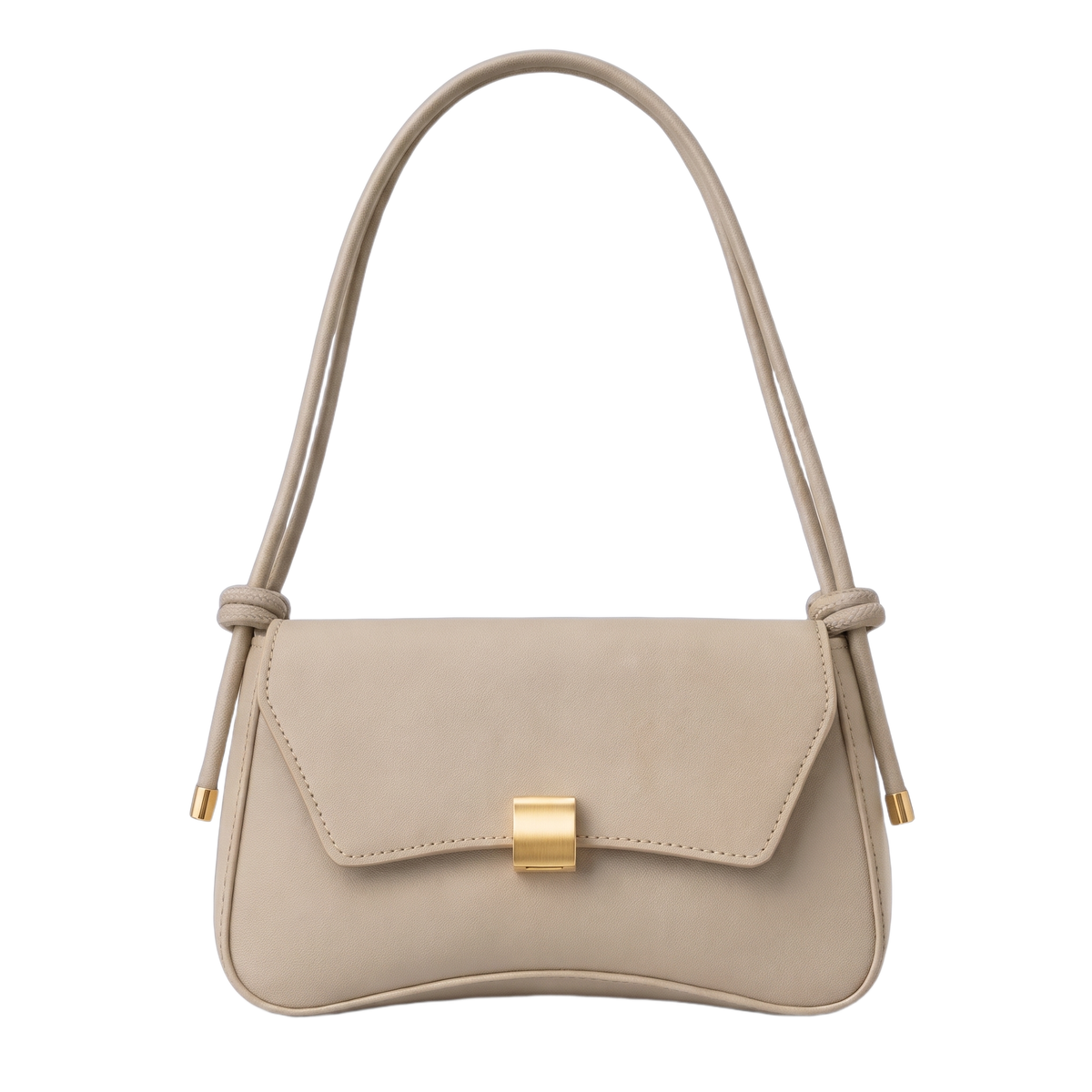 Faux Leather Baguette Bag for Women, Taupe Shoulder Bag
