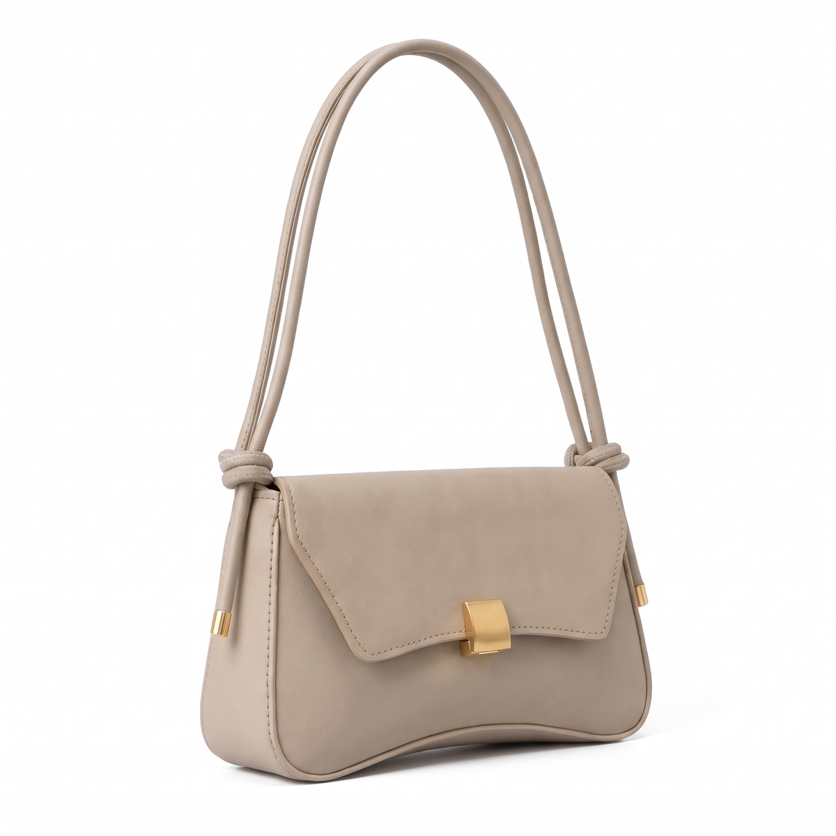 Faux Leather Baguette Bag for Women, Taupe Shoulder Bag