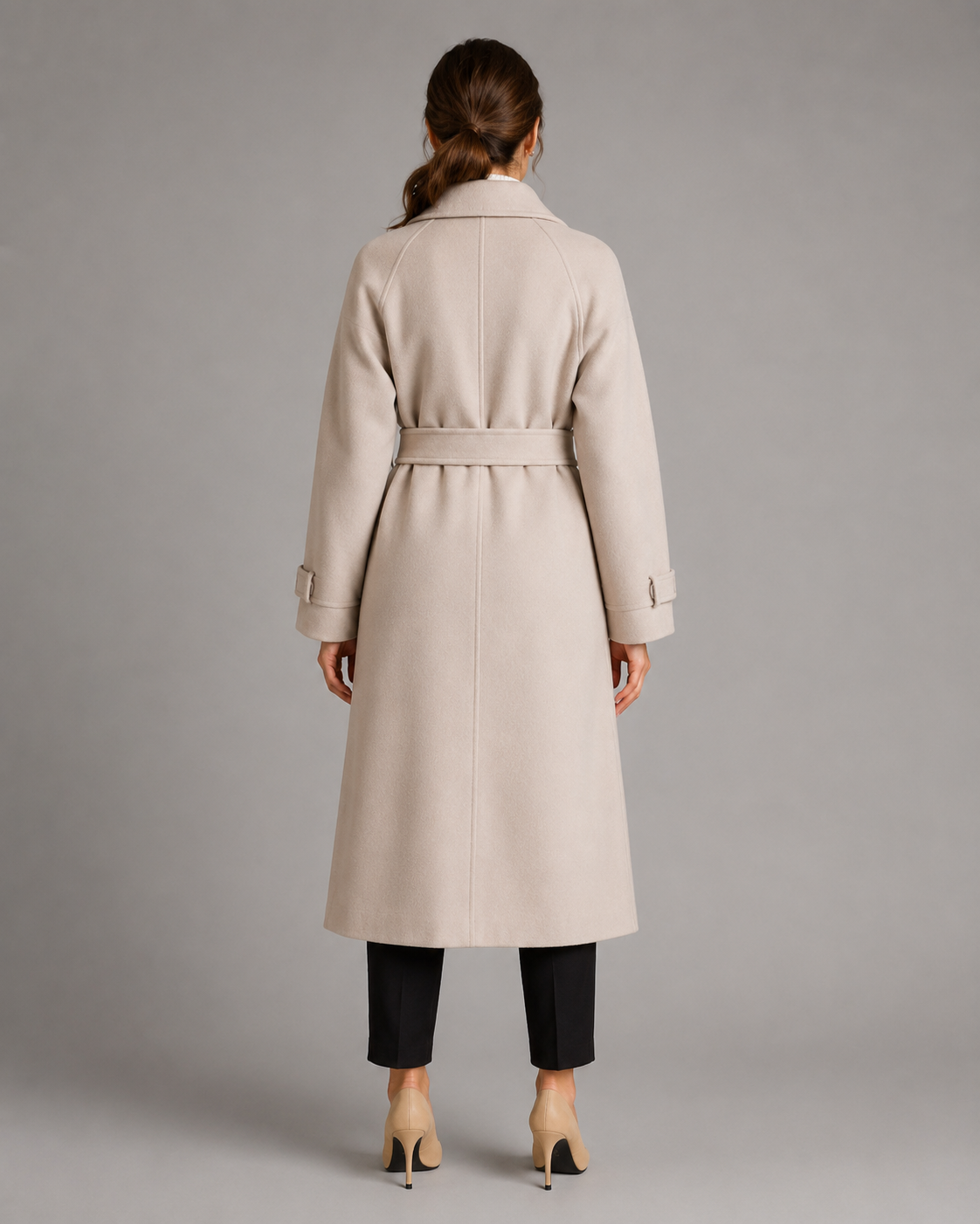 Women's Double Breasted Long Belted Coat – Notch Lapel