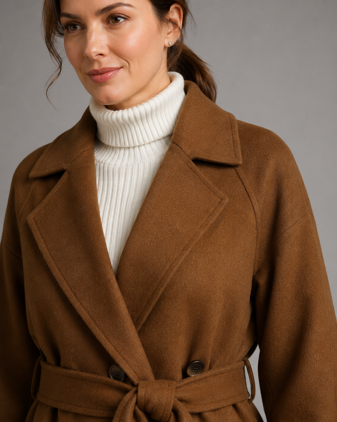 Women's Double Breasted Long Belted Coat – Notch Lapel