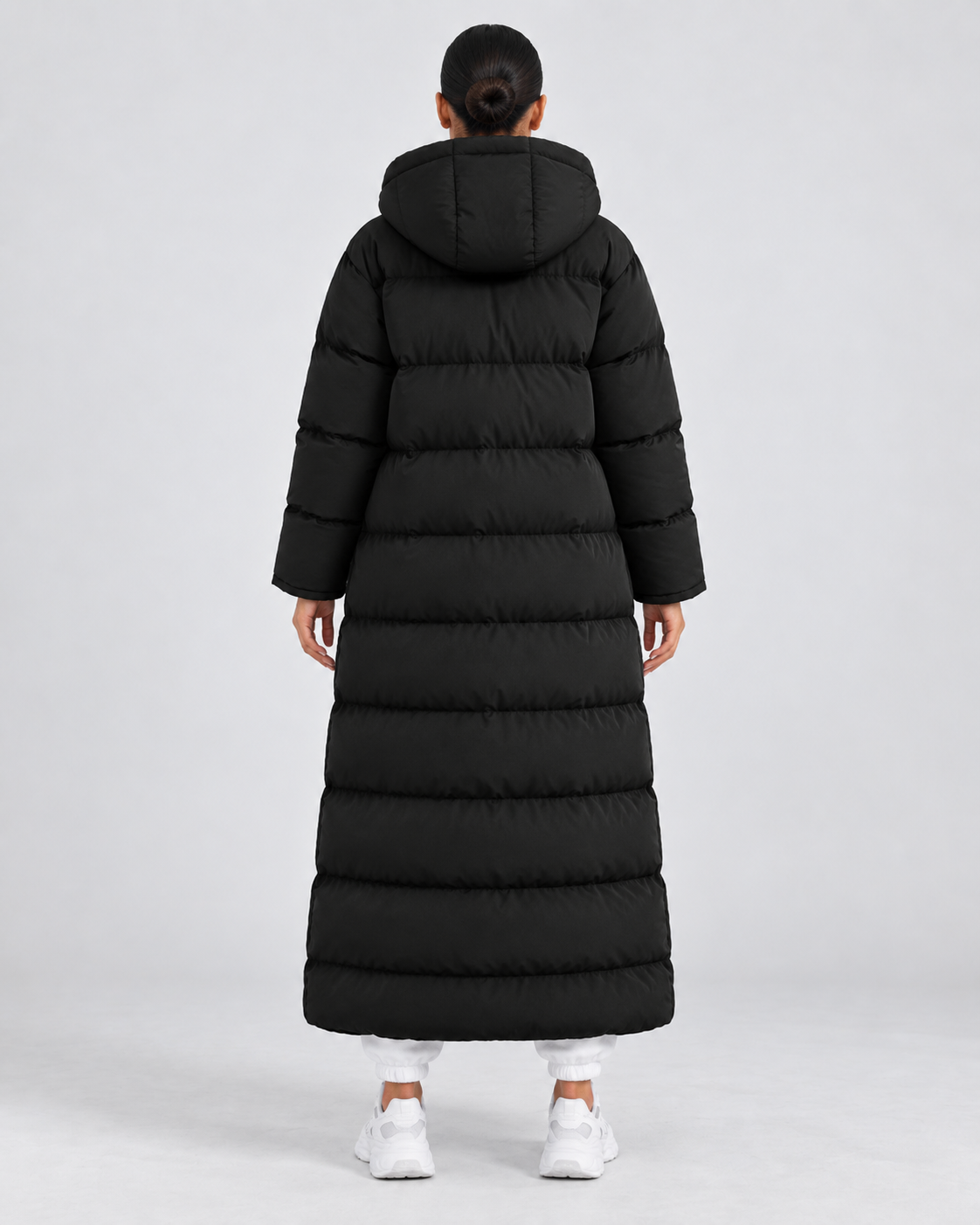 Women's Longline Hooded Puffer Coat – Full Zip Plush Lining