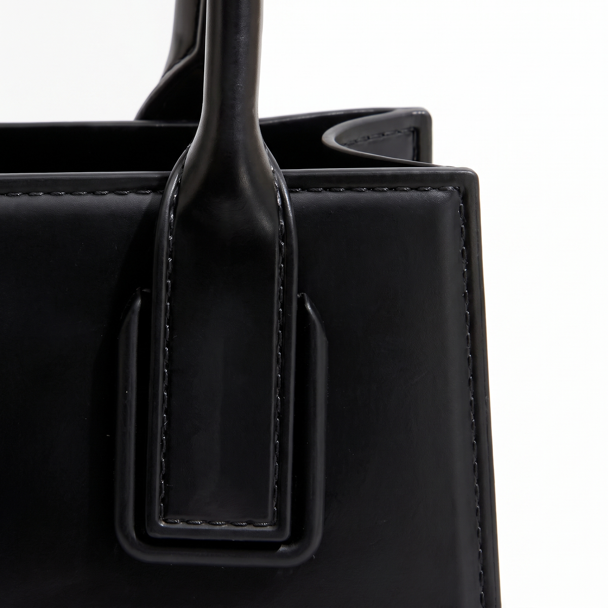Matte Faux Leather Mini Top Handle Bag for Women, Black Chain Strap Box Bag