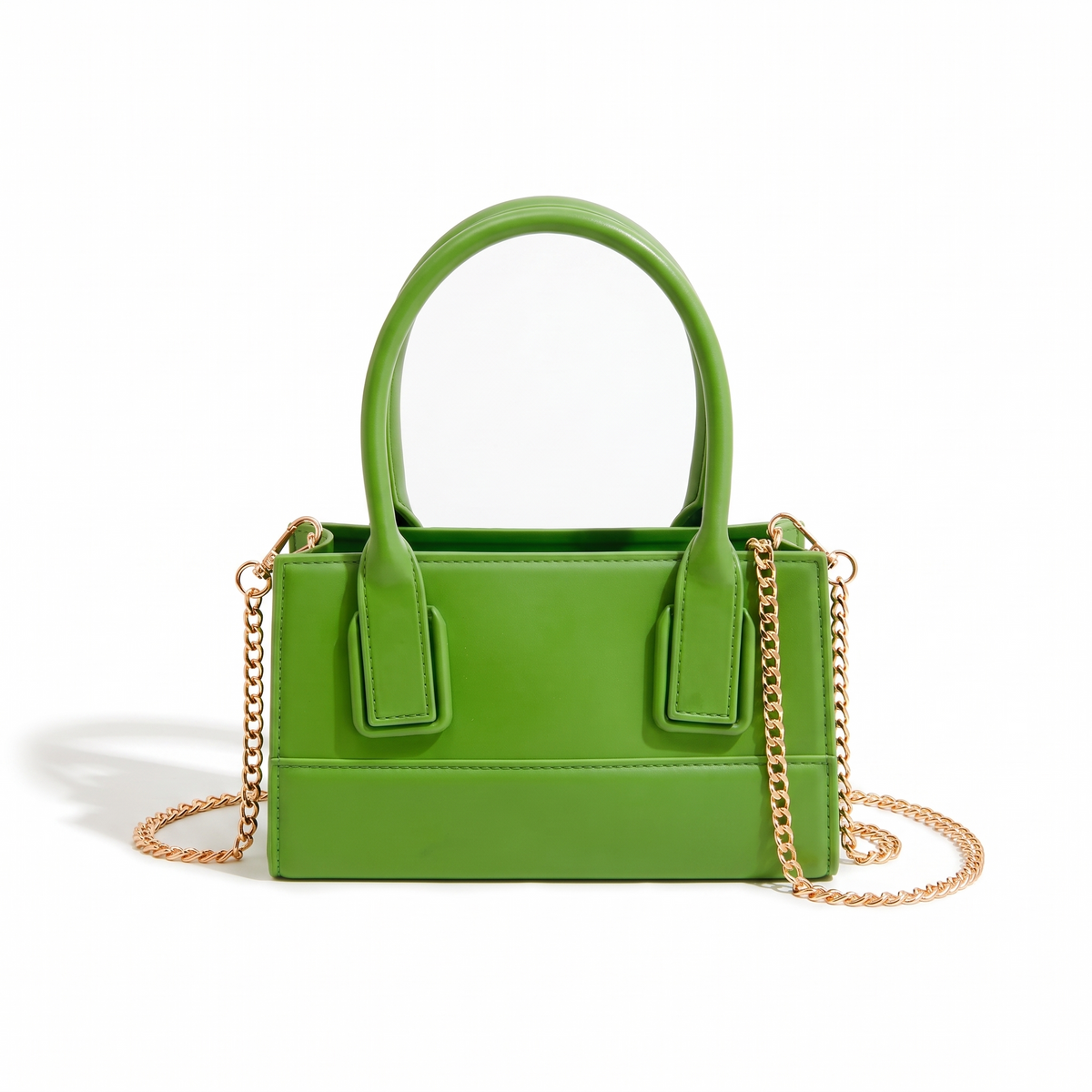 Matte Faux Leather Mini Top Handle Bag for Women, Black Chain Strap Box Bag