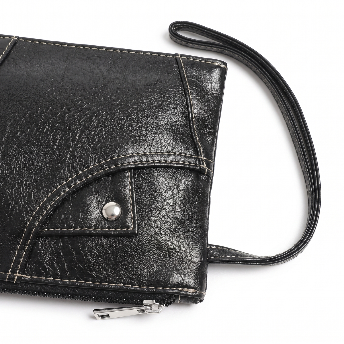 Patchwork Faux Leather Hobo Bag for Women, Black Oversized Triangle Shoulder Bag