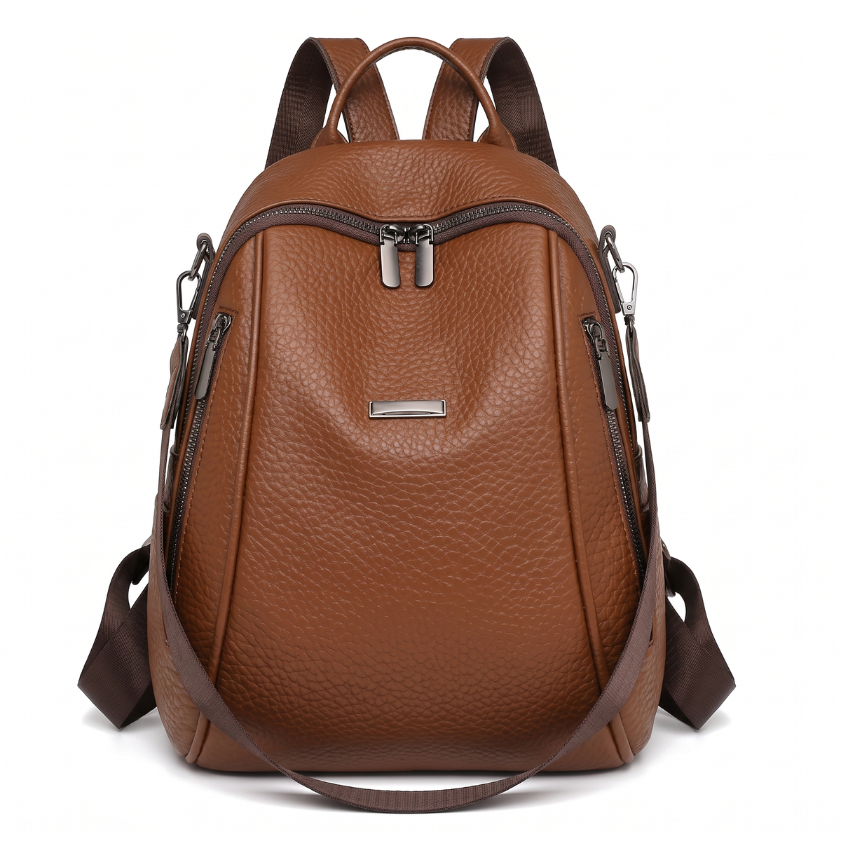 Pebbled Faux Leather Backpack for Women, Black City Backpack Purse