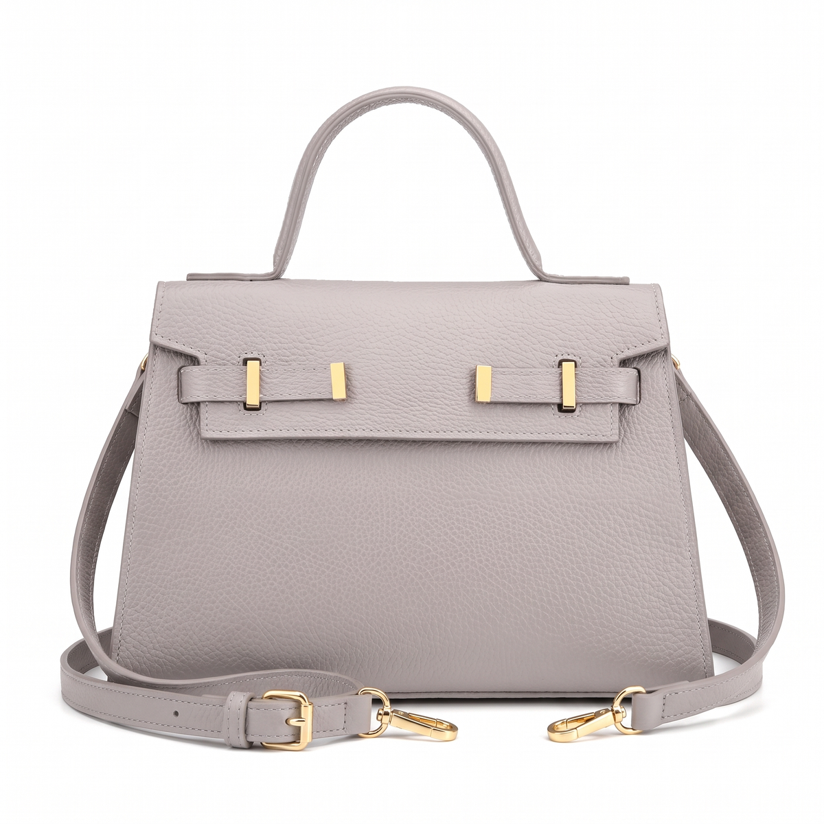 Pebbled Faux Leather Top Handle Bag for Women, Black Structured Flap Handbag