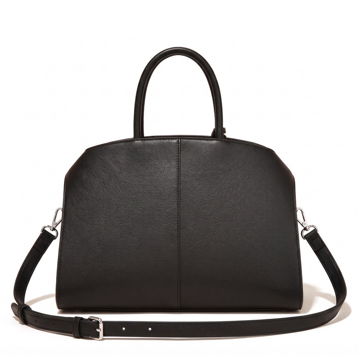 Pebbled Faux Leather Top Handle Bag for Women, Black Turn Lock Structured Handbag