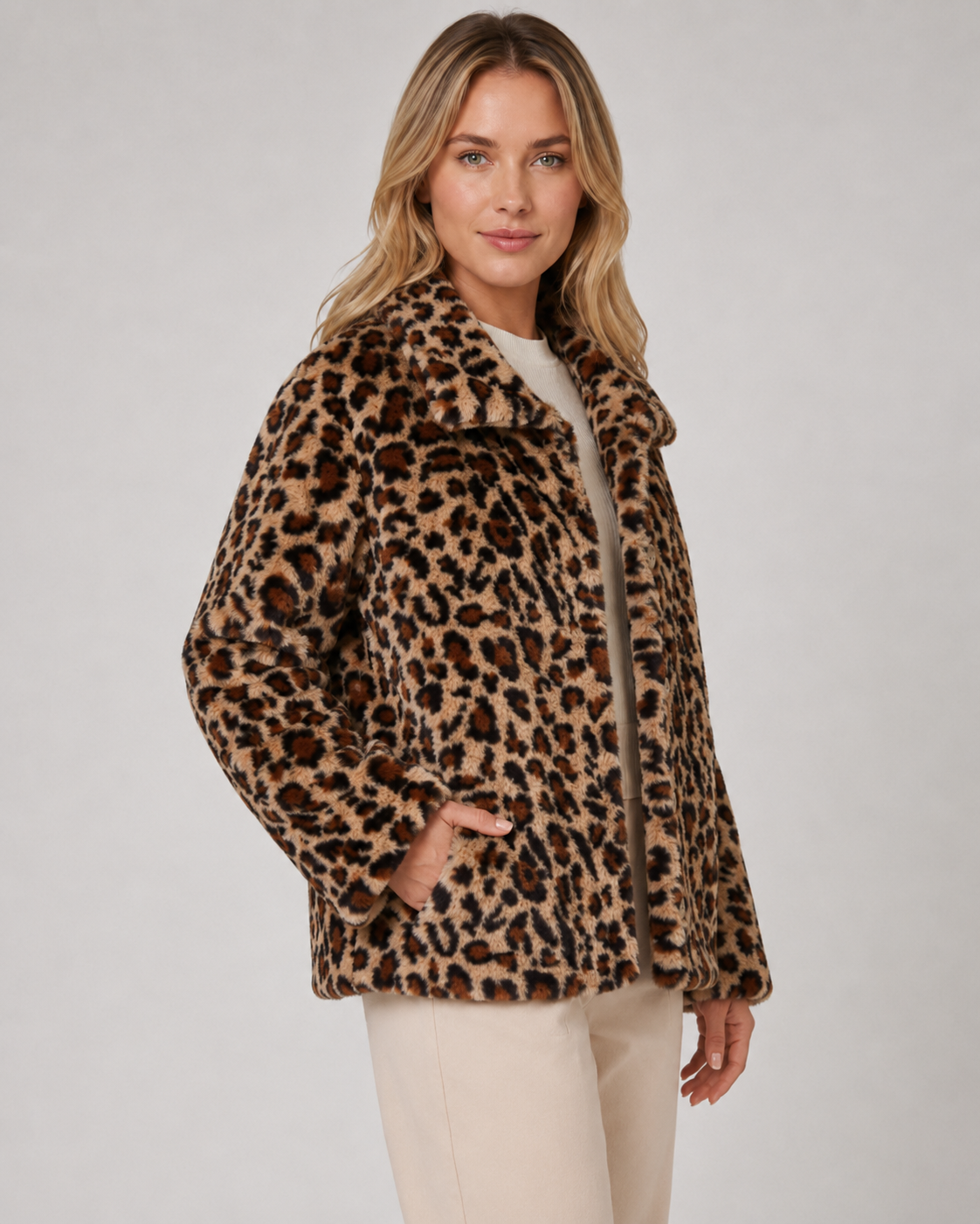 Women's Reversible Leopard Print Jacket – Quilted Button Front