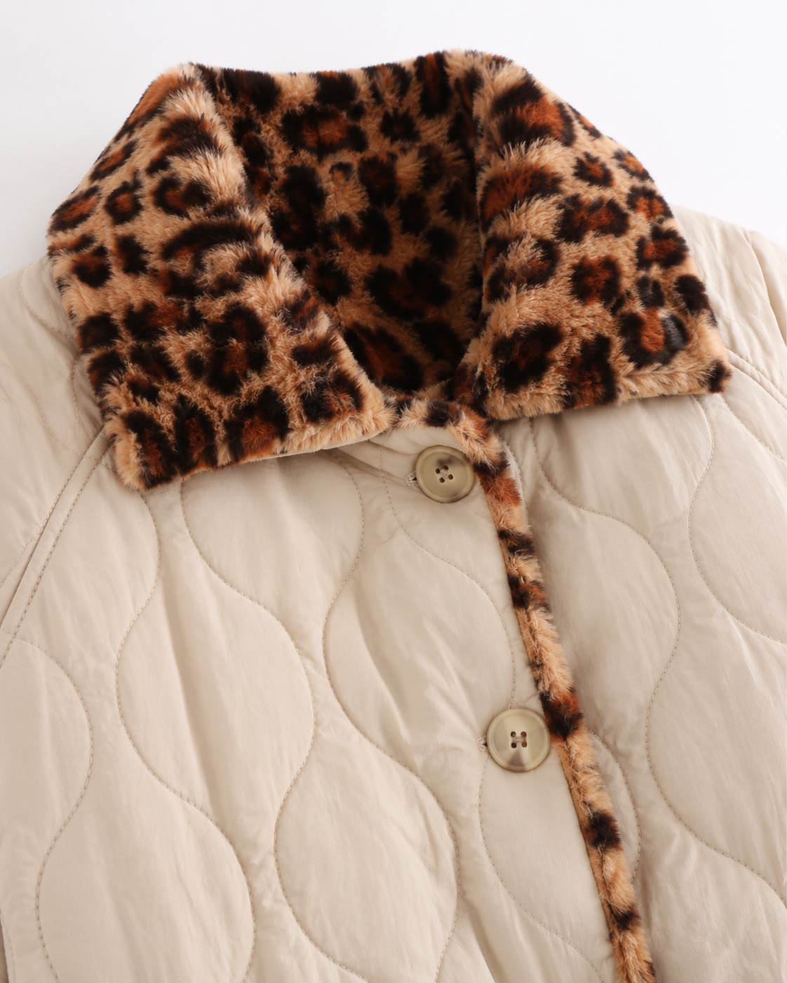 Women's Reversible Leopard Print Jacket – Quilted Button Front