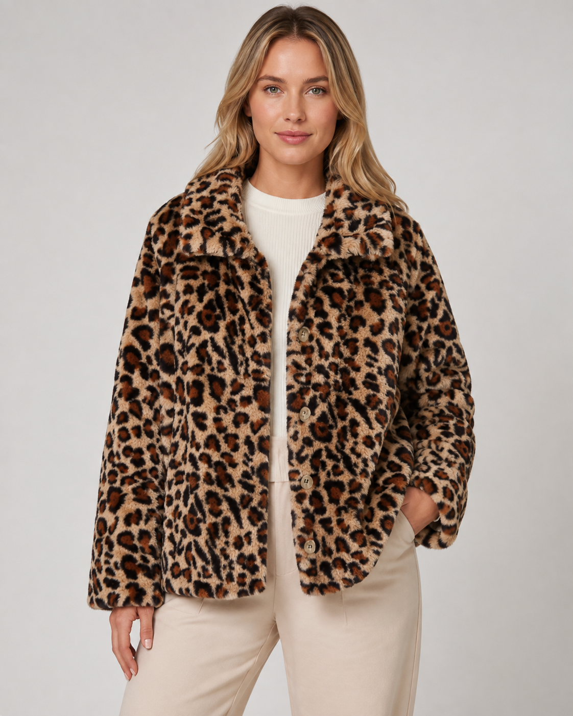 Women's Reversible Leopard Print Jacket – Quilted Button Front
