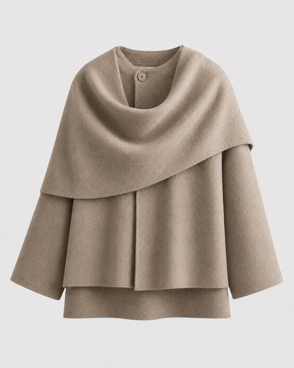 Women's Draped Scarf Coat – Cape Collar Boxy Fit