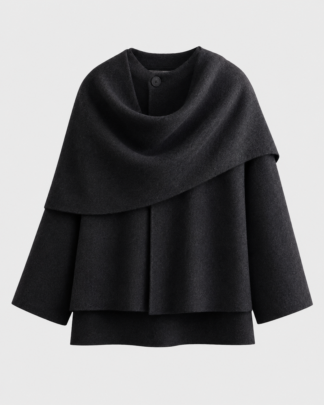 Women's Draped Scarf Coat – Cape Collar Boxy Fit