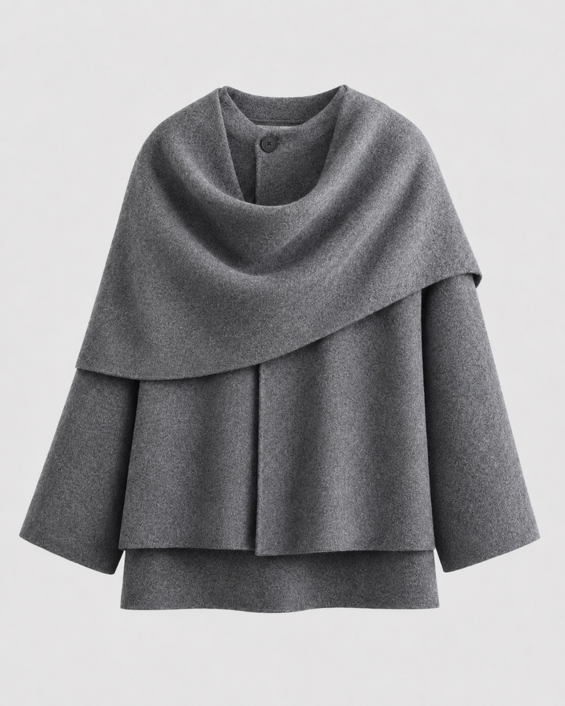 Women's Draped Scarf Coat – Cape Collar Boxy Fit