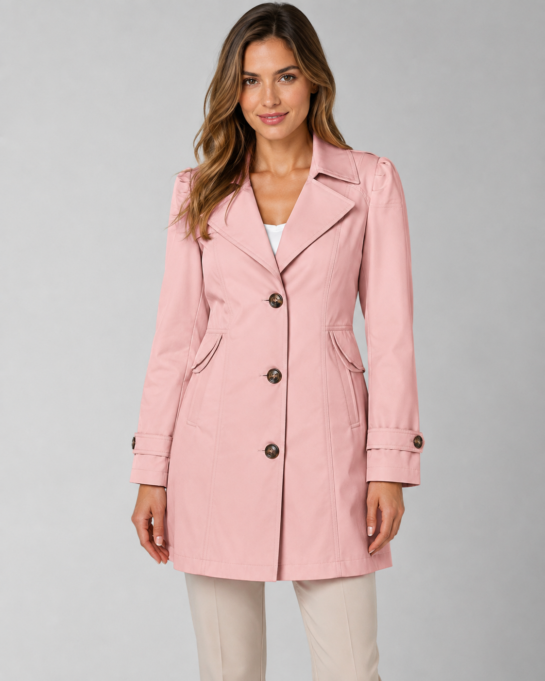 Women's Single Breasted Short Trench Coat – Notched Lapel