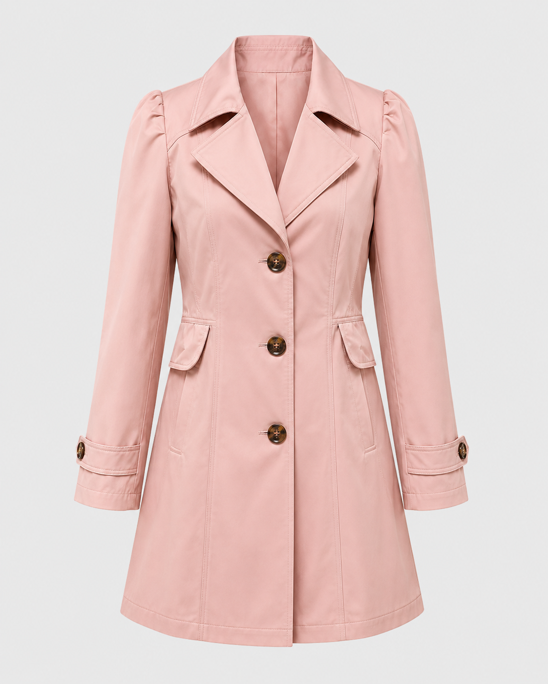 Women's Single Breasted Short Trench Coat – Notched Lapel