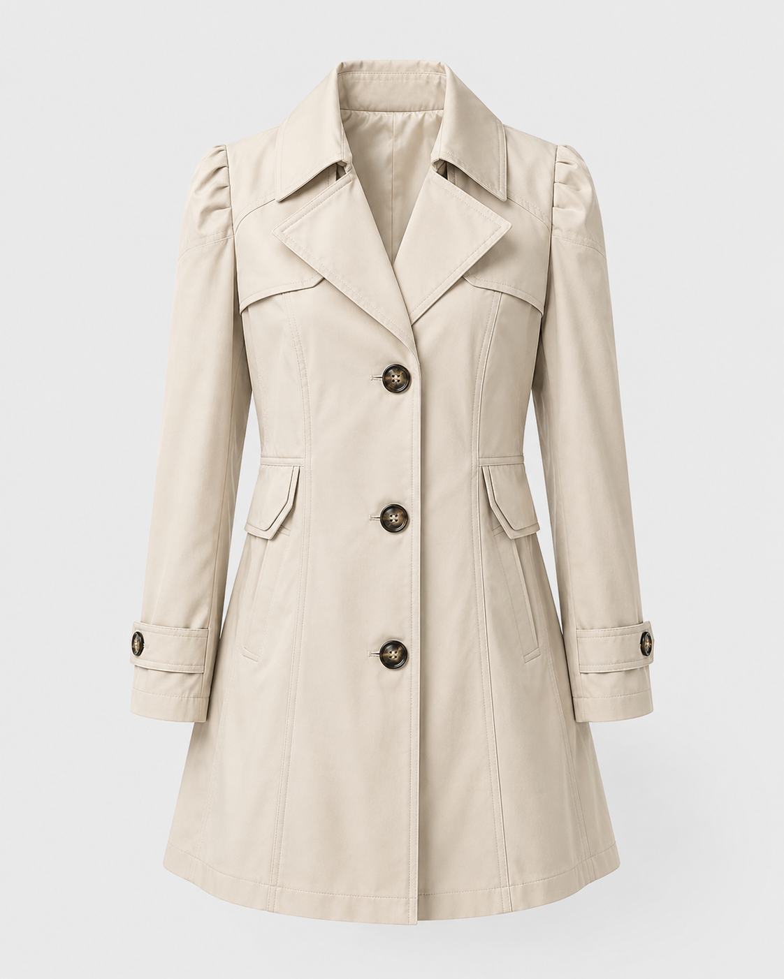 Women's Single Breasted Short Trench Coat – Notched Lapel