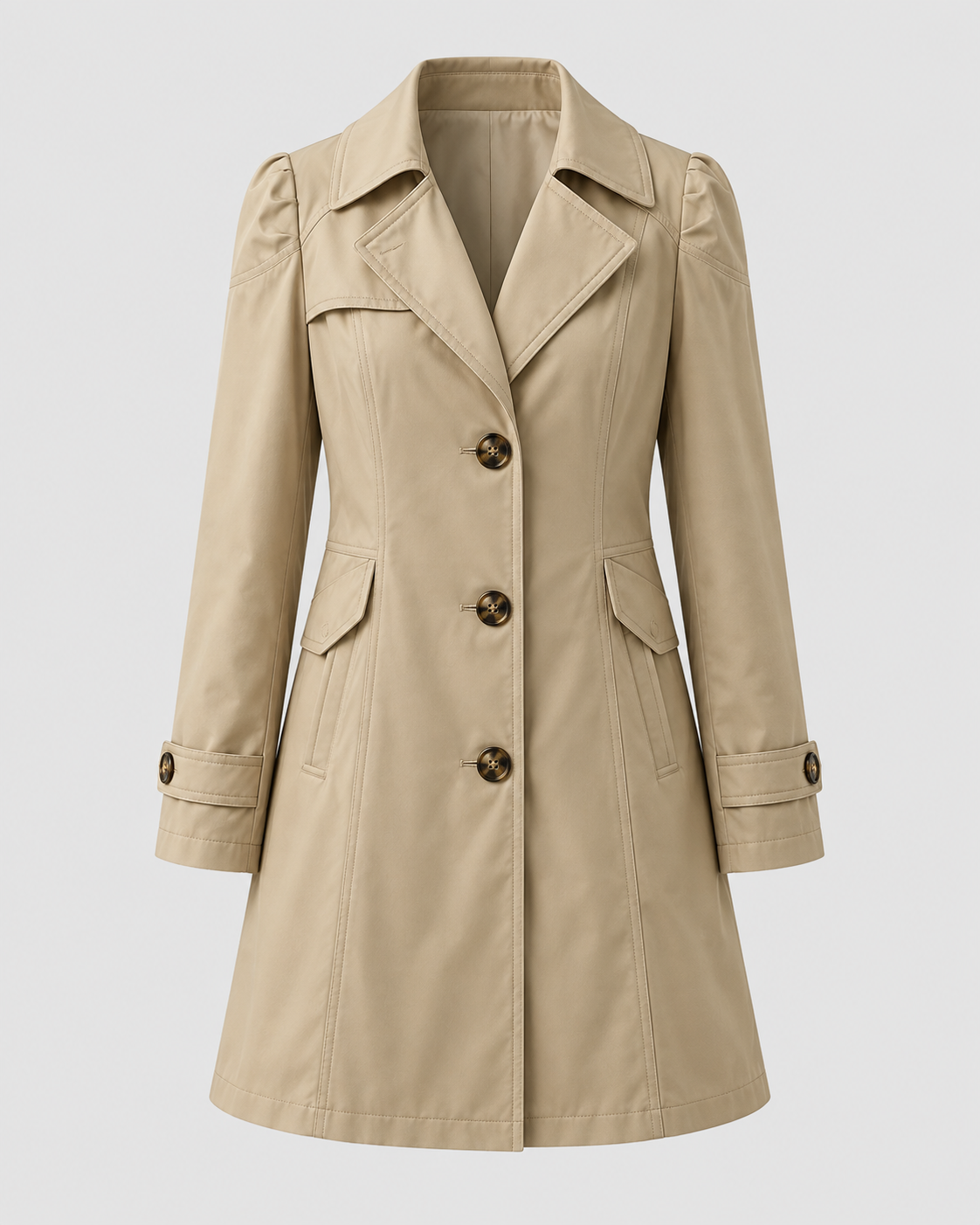 Women's Single Breasted Short Trench Coat – Notched Lapel