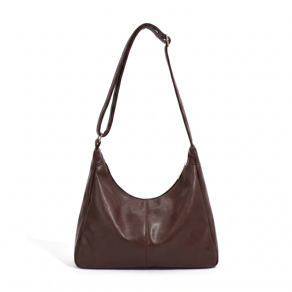 Slouchy Faux Leather Hobo Bag for Women, Black Everyday Casual Shoulder Bag