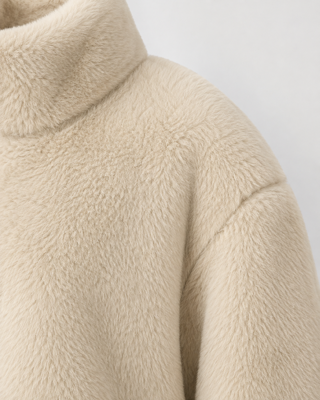 Women's Cropped Teddy Zip Jacket – High Funnel Neck