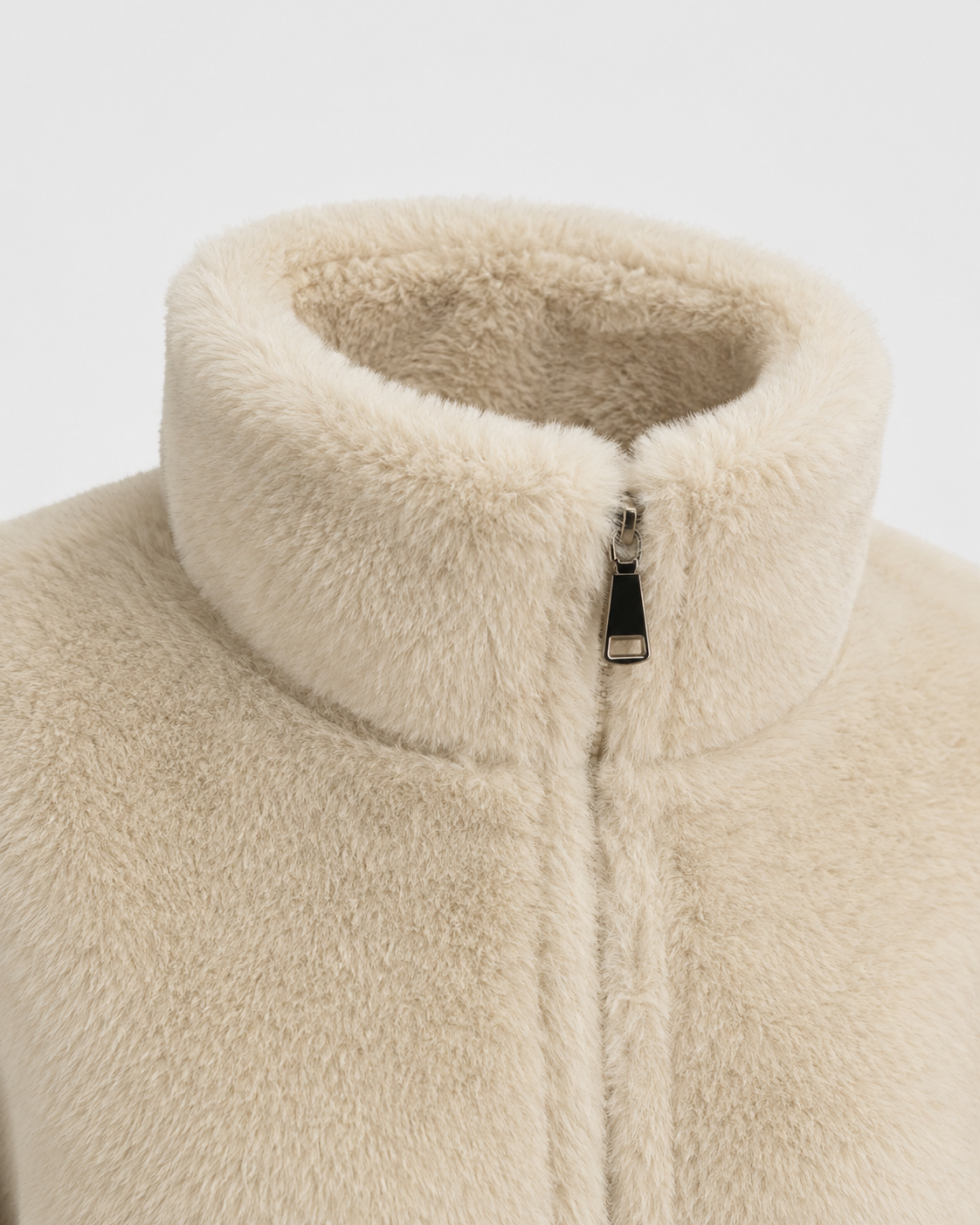Women's Cropped Teddy Zip Jacket – High Funnel Neck