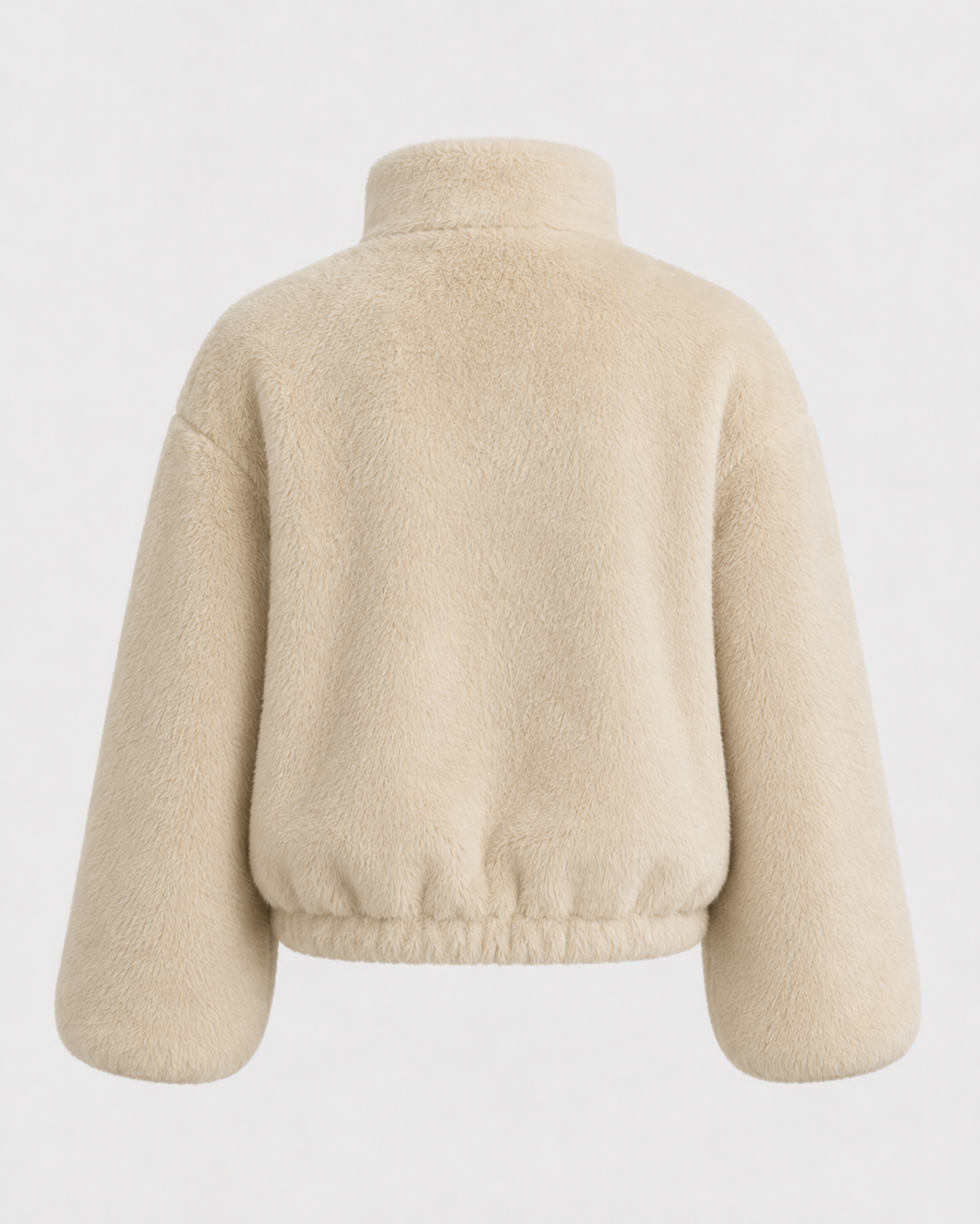 Women's Cropped Teddy Zip Jacket – High Funnel Neck