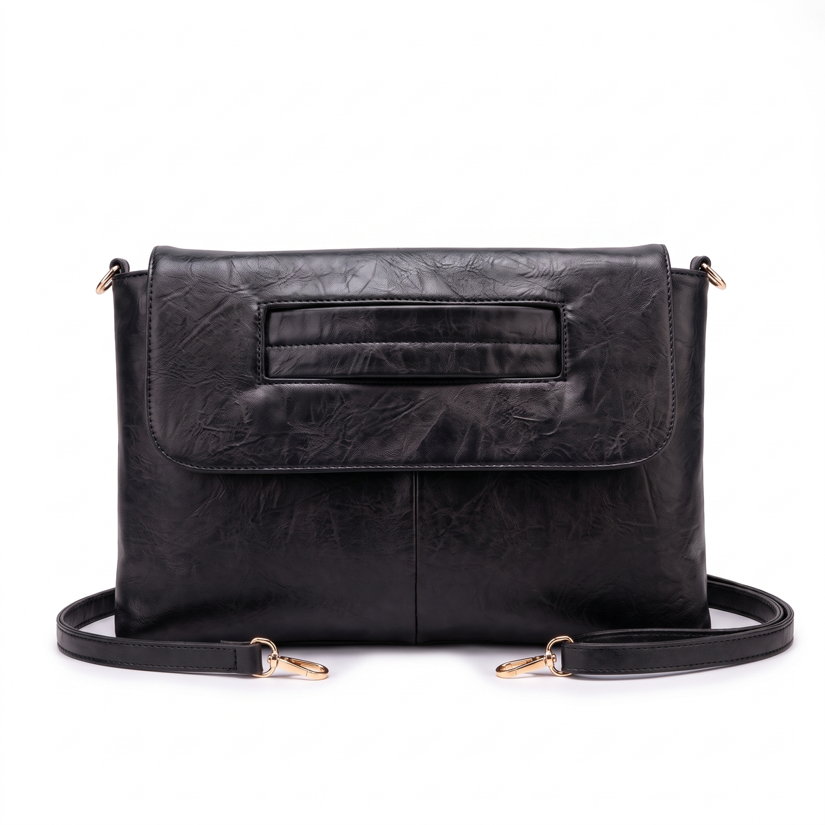 Washed Faux Leather Envelope Clutch for Women, Cognac Oversized Clutch Bag