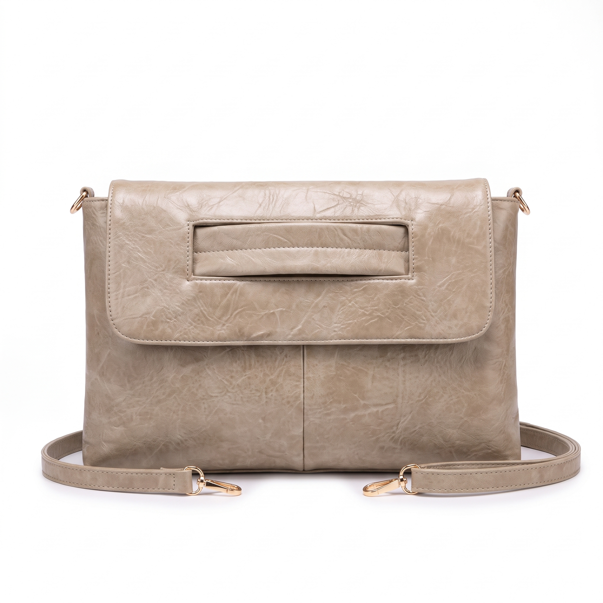 Washed Faux Leather Envelope Clutch for Women, Cognac Oversized Clutch Bag