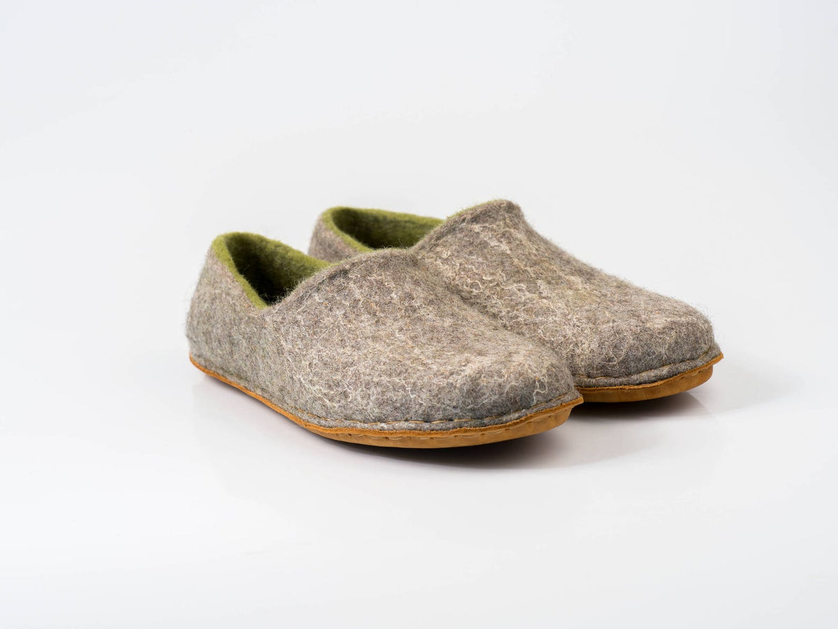 Men's Woodland Felted Wool Slippers - Gray/Green
