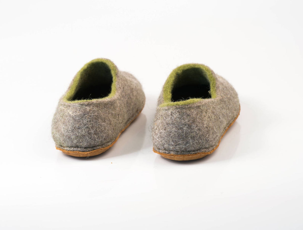 Men's Woodland Felted Wool Slippers - Gray/Green